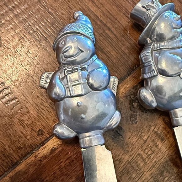 Lenox Yuletide Snowman Holiday Spreaders Christmas cheese knives - Picture 2 of 6